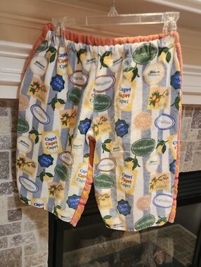 Capri Patterned Women’s Shorts Jorts Loungewear Bottoms - Multi Yellow/Blue